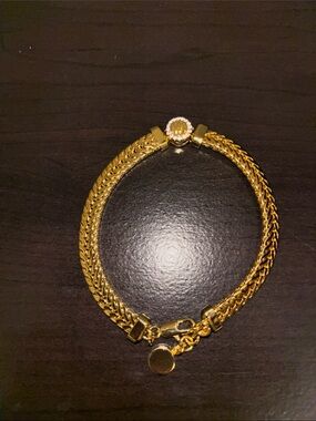 Michael Kors Classic Gold Braided Chain Bracelet with Crystal Accent